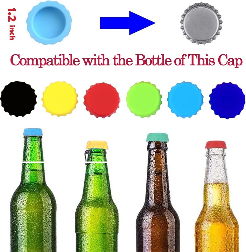 Superjackwang Bottle Caps, Beer Bottle Caps Silicone Reusable Soda Bottle Stopper Hat Sealer Cover for Soft Drink, Beverages, HomeBrew, Kitchen Gadgets, Prevent Spillage, Dishwasher Safe, BPA-Free (Mix, 6 Pack) - Image 5